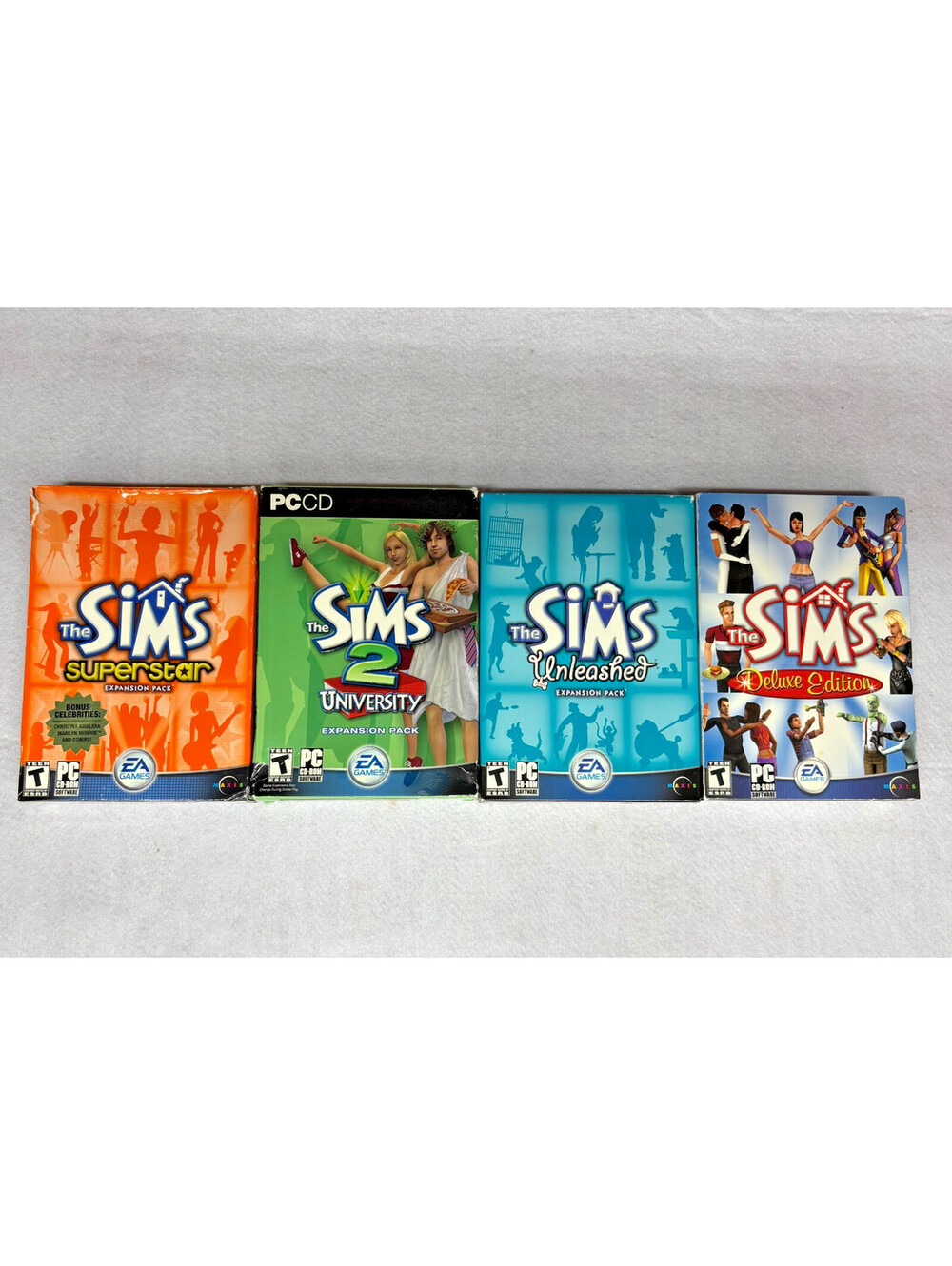 Lot of 4 Sims PC Games Expansion Packs University Unleashed Superstar Deluxe